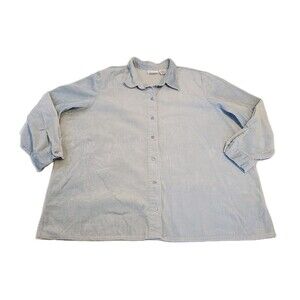 Vtg Blair Shacket Womens 3XL Light Blue Long Sleeve Button Down Corduroy Shirt